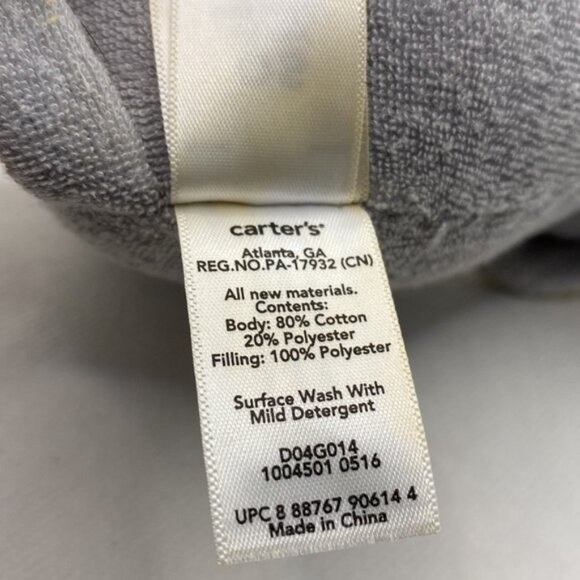 Carter’s Grey Elephant Plush Grey Yellow Ears Terry Cloth Baby Stuffed Toy - Picture 6 of 10